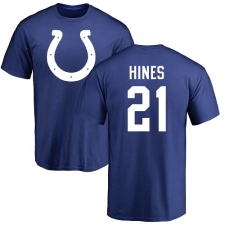 NFL Nike Indianapolis Colts #21 Nyheim Hines Royal Blue Name & Number Logo T-Shirt