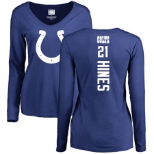 NFL Women's Nike Indianapolis Colts #21 Nyheim Hines Royal Blue Backer Long Sleeve T-Shirt