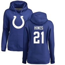 NFL Women's Nike Indianapolis Colts #21 Nyheim Hines Royal Blue Name & Number Logo Pullover Hoodie