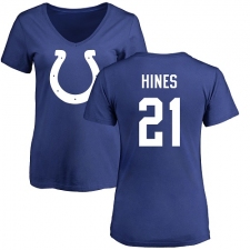 NFL Women's Nike Indianapolis Colts #21 Nyheim Hines Royal Blue Name & Number Logo T-Shirt