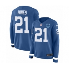Women's Nike Indianapolis Colts #21 Nyheim Hines Limited Blue Therma Long Sleeve NFL Jersey