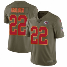 Youth Nike Kansas City Chiefs #22 Robert Golden Limited Olive 2017 Salute to Service NFL Jersey