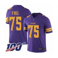 Men's Minnesota Vikings #75 Brian O'Neill Limited Purple Rush Vapor Untouchable 100th Season Football Jersey