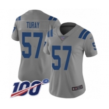 Women's Indianapolis Colts #57 Kemoko Turay Limited Gray Inverted Legend 100th Season Football Jersey