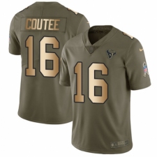Men's Nike Houston Texans #16 Keke Coutee Limited Olive/Gold 2017 Salute to Service NFL Jersey