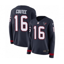 Women's Nike Houston Texans #16 Keke Coutee Limited Navy Blue Therma Long Sleeve NFL Jersey