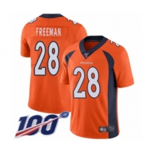 Men's Denver Broncos #28 Royce Freeman Orange Team Color Vapor Untouchable Limited Player 100th Season Football Jersey