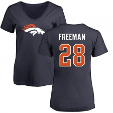 NFL Women's Nike Denver Broncos #28 Royce Freeman Navy Blue Name & Number Logo T-Shirt