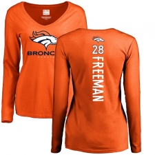NFL Women's Nike Denver Broncos #28 Royce Freeman Orange Backer Long Sleeve T-Shirt