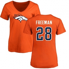 NFL Women's Nike Denver Broncos #28 Royce Freeman Orange Name & Number Logo T-Shirt