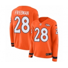Women's Nike Denver Broncos #28 Royce Freeman Limited Orange Therma Long Sleeve NFL Jersey