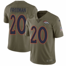 Youth Nike Denver Broncos #20 Royce Freeman Limited Olive 2017 Salute to Service NFL Jersey