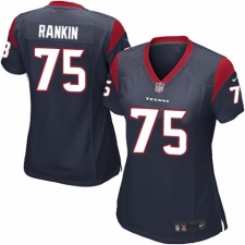 Women's Nike Houston Texans #75 Martinas Rankin Game Navy Blue Team Color NFL Jersey