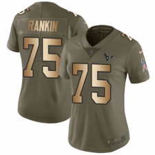 Women's Nike Houston Texans #75 Martinas Rankin Limited Olive Gold 2017 Salute to Service NFL Jersey