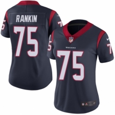 Women's Nike Houston Texans #75 Martinas Rankin Navy Blue Team Color Vapor Untouchable Limited Player NFL Jersey