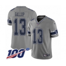 Men's Dallas Cowboys #13 Michael Gallup Limited Gray Inverted Legend 100th Season Football Jersey