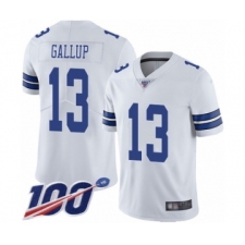 Men's Dallas Cowboys #13 Michael Gallup White Vapor Untouchable Limited Player 100th Season Football Jersey