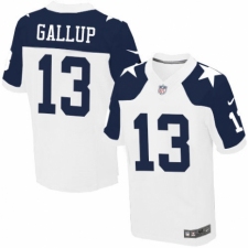 Men's Nike Dallas Cowboys #13 Michael Gallup Elite White Throwback Alternate NFL Jersey