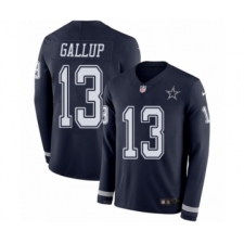 Men's Nike Dallas Cowboys #13 Michael Gallup Limited Navy Blue Therma Long Sleeve NFL Jersey
