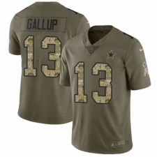 Men's Nike Dallas Cowboys #13 Michael Gallup Limited Olive/Camo 2017 Salute to Service NFL Jersey
