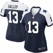 Women's Nike Dallas Cowboys #13 Michael Gallup Game Navy Blue Throwback Alternate NFL Jersey