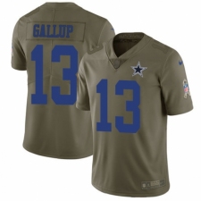 Youth Nike Dallas Cowboys #13 Michael Gallup Limited Olive 2017 Salute to Service NFL Jersey
