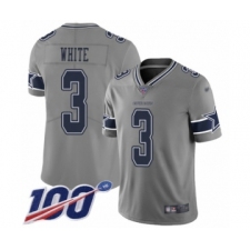 Men's Dallas Cowboys #3 Mike White Limited Gray Inverted Legend 100th Season Football Jersey