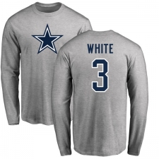 NFL Nike Dallas Cowboys #3 Mike White Ash Name & Number Logo Long Sleeve T-Shirt