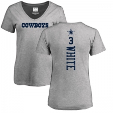 NFL Women's Nike Dallas Cowboys #3 Mike White Ash Backer V-Neck T-Shirt