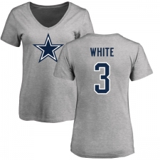 NFL Women's Nike Dallas Cowboys #3 Mike White Ash Name & Number Logo Slim Fit T-Shirt