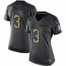 Women's Nike Dallas Cowboys #3 Mike White Limited Black 2016 Salute to Service NFL Jersey