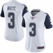 Women's Nike Dallas Cowboys #3 Mike White Limited White Rush Vapor Untouchable NFL Jersey