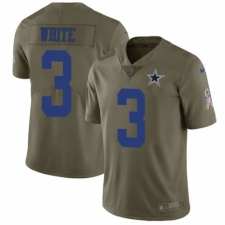 Youth Nike Dallas Cowboys #3 Mike White Limited Olive 2017 Salute to Service NFL Jersey