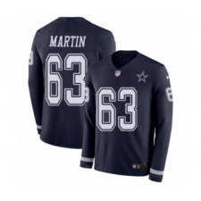 Men's Nike Dallas Cowboys #63 Marcus Martin Limited Navy Blue Therma Long Sleeve NFL Jersey