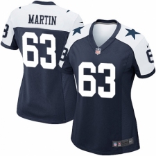 Women's Nike Dallas Cowboys #63 Marcus Martin Game Navy Blue Throwback Alternate NFL Jersey