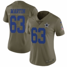 Women's Nike Dallas Cowboys #63 Marcus Martin Limited Olive 2017 Salute to Service NFL Jersey