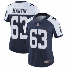 Women's Nike Dallas Cowboys #63 Marcus Martin Navy Blue Throwback Alternate Vapor Untouchable Elite Player NFL Jersey
