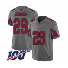 Men's Arizona Cardinals #29 Chase Edmonds Limited Silver Inverted Legend 100th Season Football Jersey