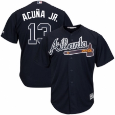 Men's Atlanta Braves #13 Ronald Acuña Jr. Majestic Navy Alternate Official Cool Base Player Jersey