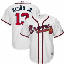 Men's Atlanta Braves #13 Ronald Acuña Jr. Majestic White Official Cool Base Player Jersey