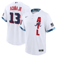Men's Atlanta Braves #13 Ronald Acuña Jr. Nike White 2021 MLB All-Star Game Replica Player Jersey