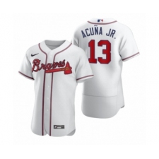 Men's Atlanta Braves #13 Ronald Acuna Jr. Nike White 2020 Authentic Jersey