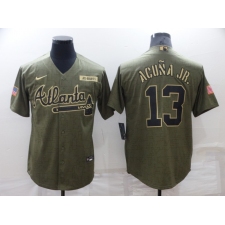 Men's Atlanta Braves #13 Ronald Acuna Jr. Salute To Service Stitched Baseball Jersey