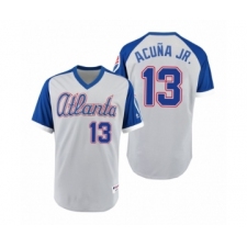 Men's Braves #13 Ronald Acuna Jr. Gray Royal 1979 Turn Back the Clock Authentic Jersey