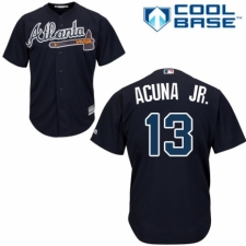 Men's Majestic Atlanta Braves #13 Ronald Acuna Jr. Replica Blue Alternate Road Cool Base MLB Jersey