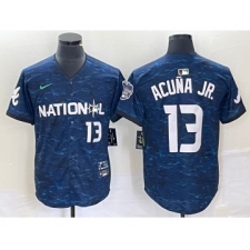 Men's Nike Atlanta Braves #13 Ronald Acuna Jr Number Royal 2023 All Star Cool Base Stitched Baseball Jersey