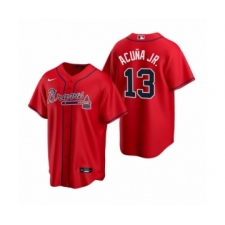 Women Atlanta Braves #13 Ronald Acuna Jr. Nike Red 2020 Replica Alternate Jersey