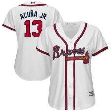 Women's Atlanta Braves #13 Ronald Acuña Jr. Majestic White Cool Base Player Jersey