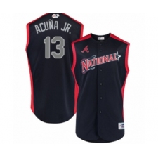 Youth Atlanta Braves #13 Ronald Acuna Jr. Authentic Navy Blue National League 2019 Baseball All-Star Jersey