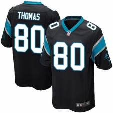 Men's Nike Carolina Panthers #80 Ian Thomas Game Black Team Color NFL Jersey